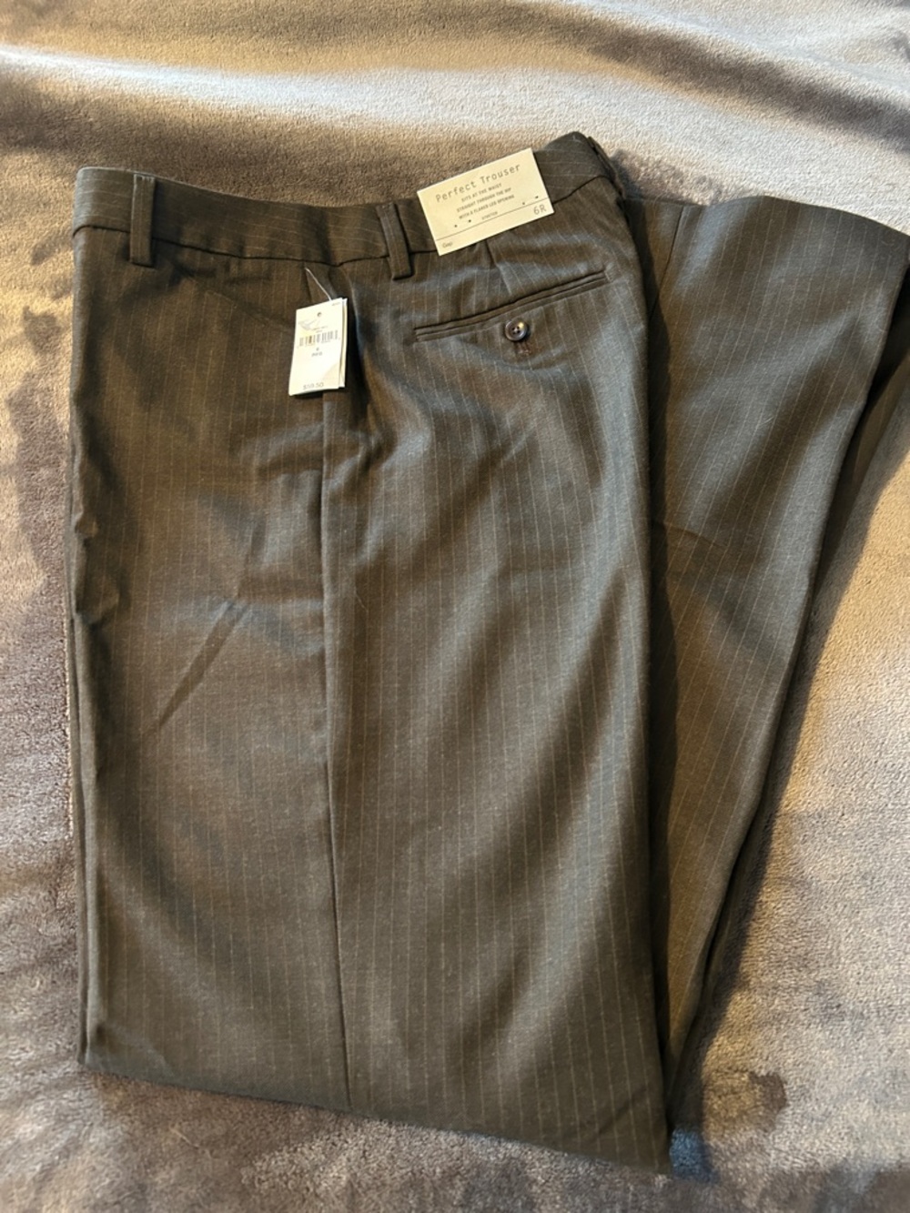GAP Men's Pinstripe Trousers in Charcoal Gray